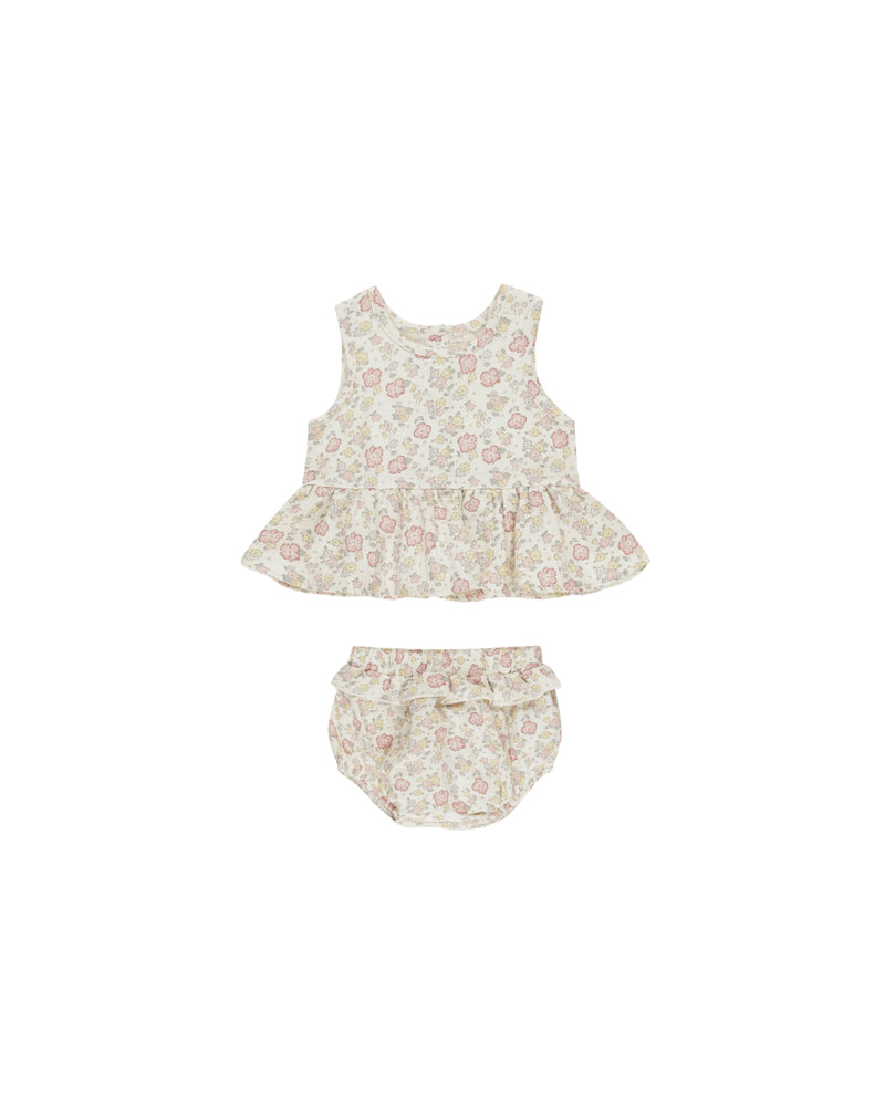 Quincy Mae Sleeveless Peplum Set, Bloom