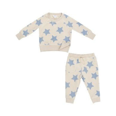 Angel Dear French Terry Sketchy Stars Blue - Raglan Sweatshirt And Jogger Set - Flying Ryno