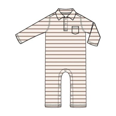 Angel Dear Ribbed Brown Stripe - Polo Romper - Flying Ryno