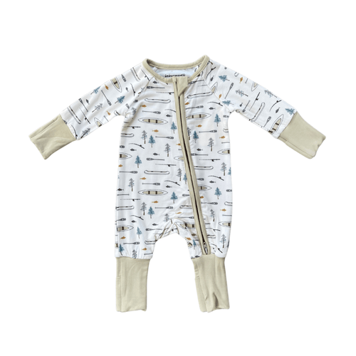 Babysprouts Long Sleeve Zip Romper - Canoe - Flying Ryno