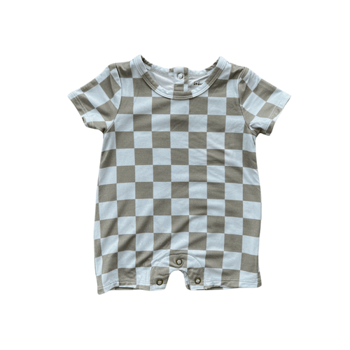 Babysprouts Tee Romper - Checker in Seaglass - Flying Ryno