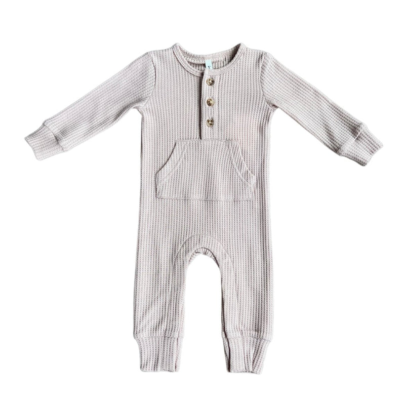 Babysprouts Waffle Romper - Taupe - Flying Ryno