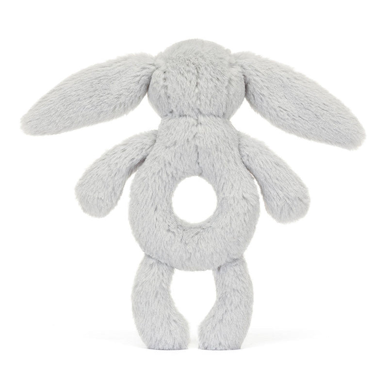 Bashful Silver (Grey) Bunny Ring Rattle - Flying Ryno