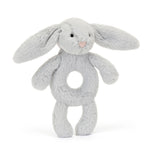 Bashful Silver (Grey) Bunny Ring Rattle - Flying Ryno