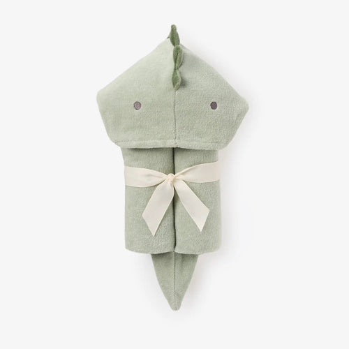 Elegant Baby Dinosaur Hooded Bath Wrap - Sage - Flying Ryno