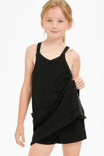 Good Girl Relaxed Tank Dress with Built - in Romper Lining, Black - Flying Ryno