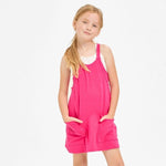 Good Girl Relaxed Tank Dress with Built - in Romper Lining, Pink - Flying Ryno