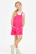 Good Girl Relaxed Tank Dress with Built - in Romper Lining, Pink - Flying Ryno