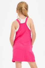 Good Girl Relaxed Tank Dress with Built - in Romper Lining, Pink - Flying Ryno