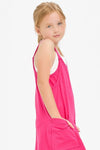 Good Girl Relaxed Tank Dress with Built - in Romper Lining, Pink - Flying Ryno