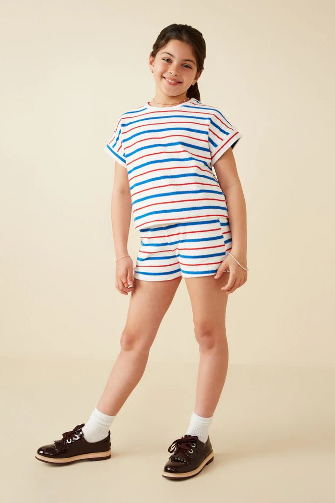 Hayden Multi Stripe Dolman Terry Knit Top & Short Set - Flying Ryno