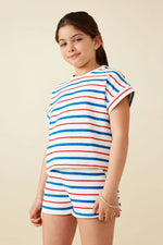 Hayden Multi Stripe Dolman Terry Knit Top & Short Set - Flying Ryno