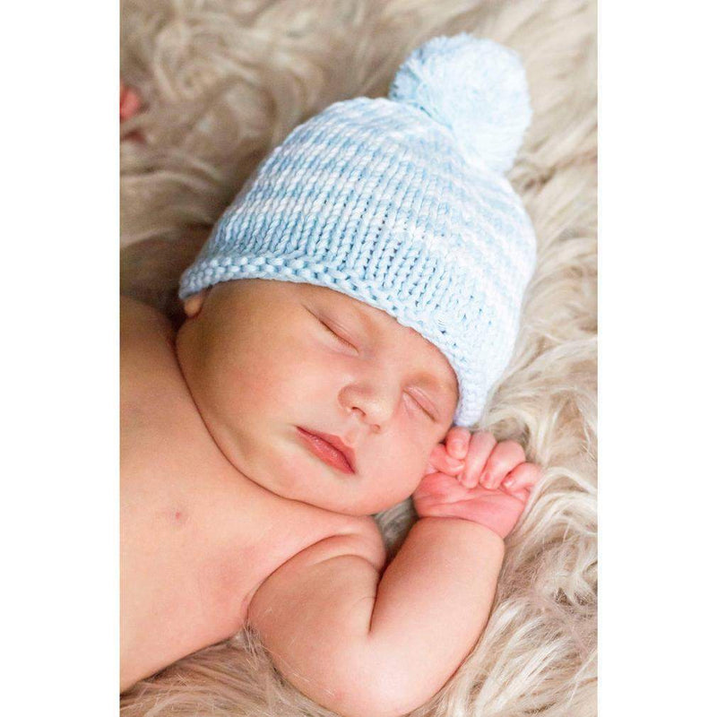 Huggalugs Newborn Blue Pom Pom Beanie Hat Infant - Flying Ryno