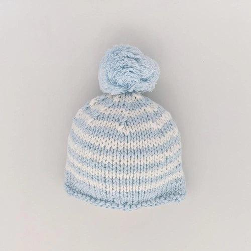 Huggalugs Newborn Blue Pom Pom Beanie Hat Infant - Flying Ryno