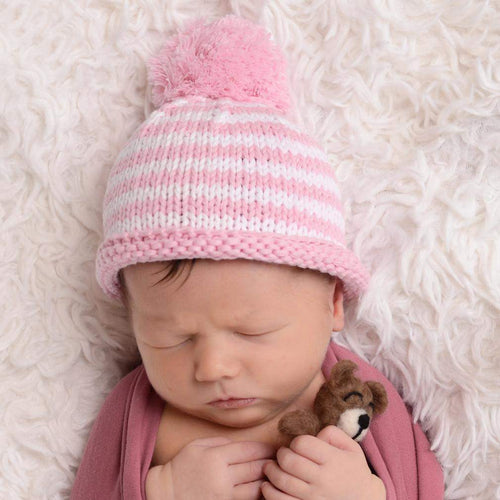 Huggalugs Newborn Pink Pom Pom Beanie Hat Infant - Flying Ryno