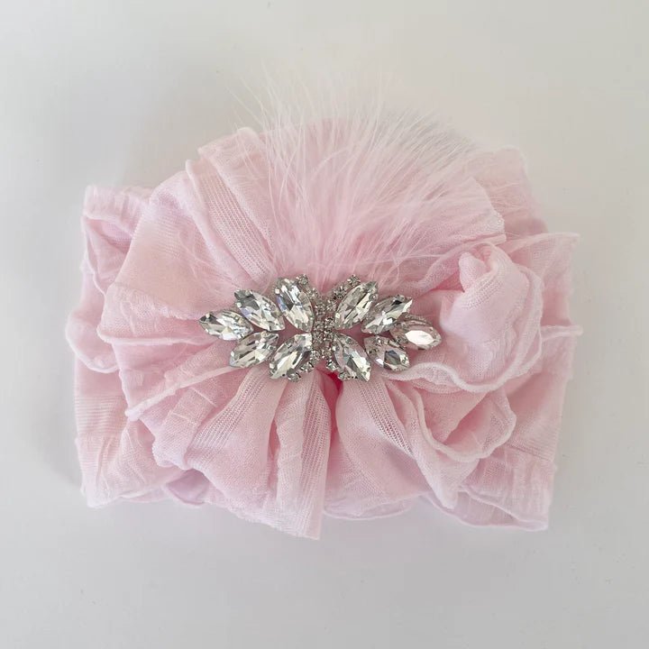 In Awe by Rockin Royalty Fancy Feather Ruffled Headband - Flying Ryno