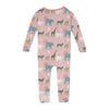 Kickee Pants Print Convertible Sleeper with Zipper, Baby Rose Just So Animals - Flying Ryno