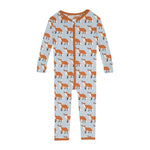 Kickee Pants Print Convertible Sleeper with Zipper, Illusion Blue Fox & The Crow - Flying Ryno