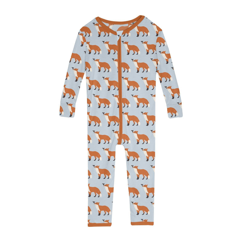 Kickee Pants Print Convertible Sleeper with Zipper, Illusion Blue Fox & The Crow - Flying Ryno