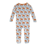 Kickee Pants Print Convertible Sleeper with Zipper, Illusion Blue Fox & The Crow - Flying Ryno