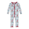 Kickee Pants Print Convertible Sleeper with Zipper, Illusion Blue Holiday Sharks - Flying Ryno