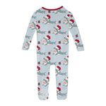 Kickee Pants Print Convertible Sleeper with Zipper, Illusion Blue Holiday Sharks - Flying Ryno