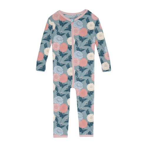 Kickee Pants Print Convertible Sleeper with Zipper, Stormy Sea Enchanted Floral - Flying Ryno
