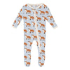 Kickee Pants Print Footie with 2 Way Zipper, Illusion Blue Fox & The Crow - Flying Ryno