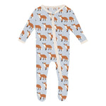 Kickee Pants Print Footie with 2 Way Zipper, Illusion Blue Fox & The Crow - Flying Ryno