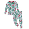 Kickee Pants Print Long Sleeve Pajama Set, Illusion Blue Mistletoe and Ribbons - Flying Ryno