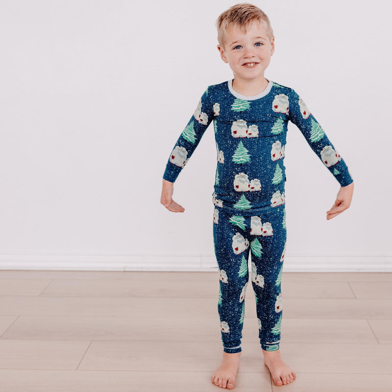 Kickee Pants Print Long Sleeve Pajama Set, Peacock Yeti - Flying Ryno