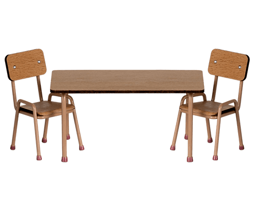 Maileg Table and chair set, Mouse - Dark powder - Flying Ryno