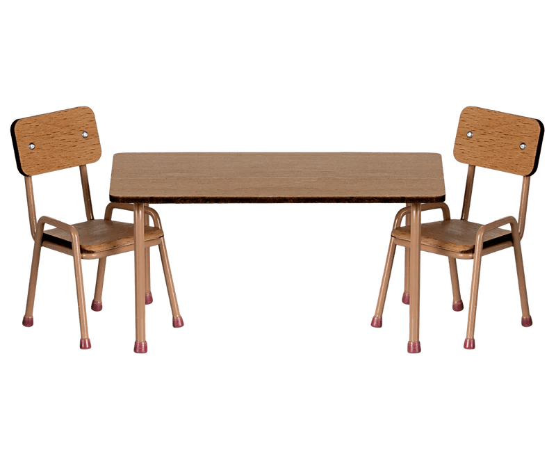 Maileg Table and chair set, Mouse - Dark powder - Flying Ryno