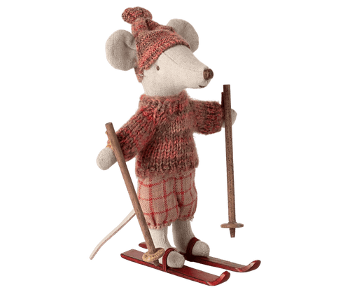 Maileg Winter mouse with ski set, Big sister - Rose - Flying Ryno