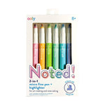 Ooly Noted! 2 - in - 1 Micro Fine Tip Pens & Highlighters - Set of 6 - Flying Ryno