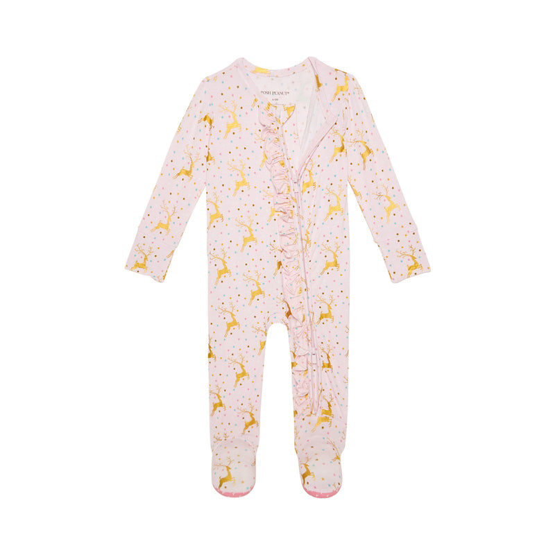 Posh Peanut Footie Ruffled Zippered One Piece, Ryleigh - Flying Ryno