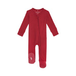 Posh Peanut Footie Zippered One Piece, Crimson Waffle - Flying Ryno