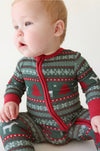 Posh Peanut Footie Zippered One Piece, Holiday Fair Isle - Flying Ryno