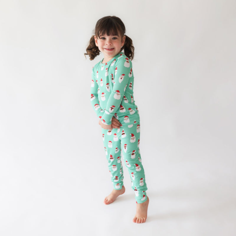 Posh Peanut Long Sleeve Basic Pajama, Santa Medley - Flying Ryno