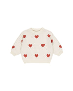 Quincy Mae Heart Knit Sweater, Natural - Flying Ryno