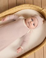 Quincy Mae Knotted Baby Gown and Hat Set, Mauve Stripe - Flying Ryno