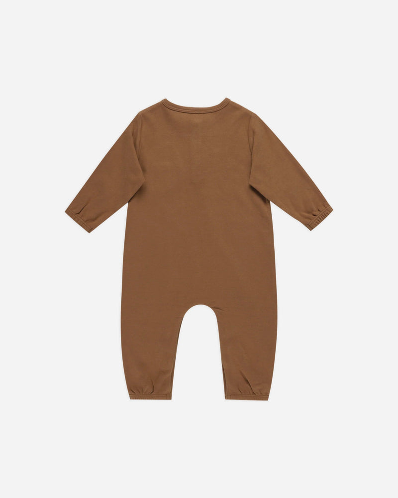 Quincy Mae Long Sleeve Pocket Jumpsuit, Cinnamon - Flying Ryno