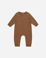 Quincy Mae Long Sleeve Pocket Jumpsuit, Cinnamon - Flying Ryno