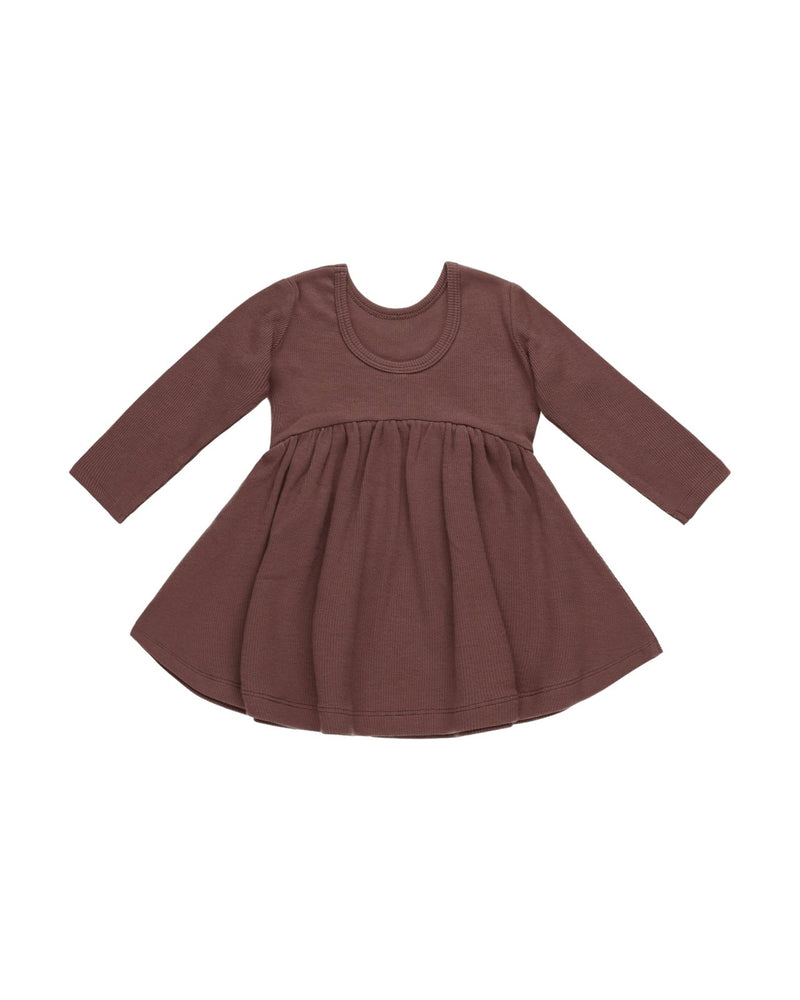 Quincy Mae Ribbed Long Sleeve Dress, Plum - Flying Ryno