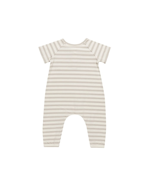 Quincy Mae Short Sleeve Jumpsuit, Grey Stripe - Flying Ryno