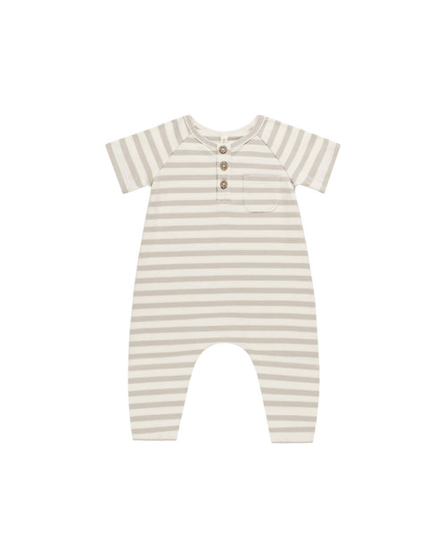 Quincy Mae Short Sleeve Jumpsuit, Grey Stripe - Flying Ryno