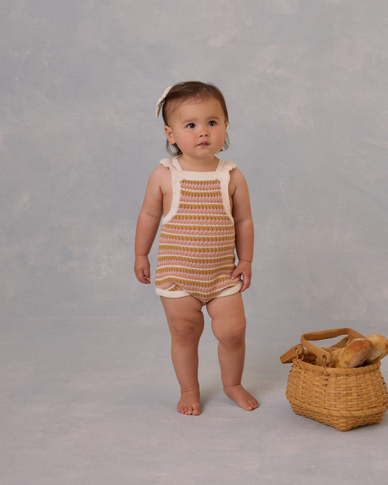 Rylee + Cru Crochet Romper, Pink Stripe - Flying Ryno