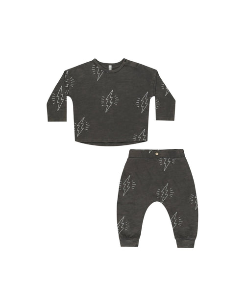 Rylee + Cru Long Sleeve Tee and Pant Set, Bolts - Flying Ryno