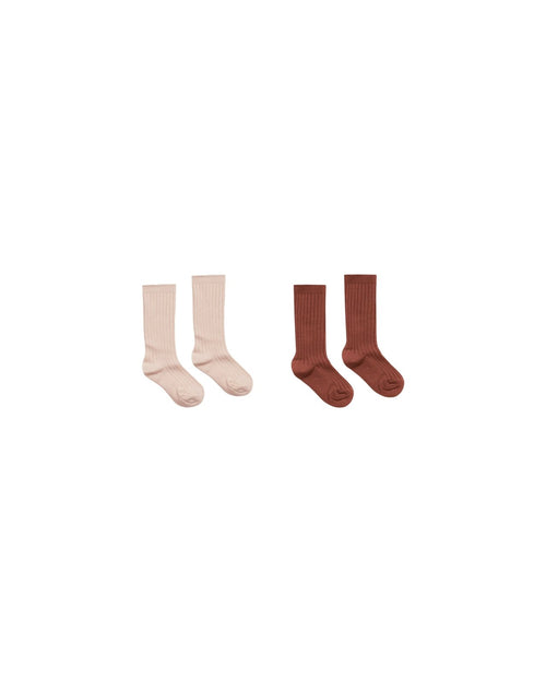 Rylee + Cru Ribbed Socks, Brick and Rose - Flying Ryno