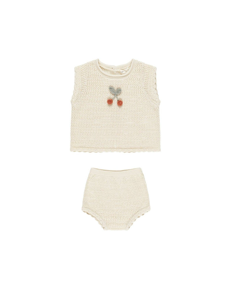 Rylee + Cru Scallop Knit Baby Set, Cherry - Flying Ryno